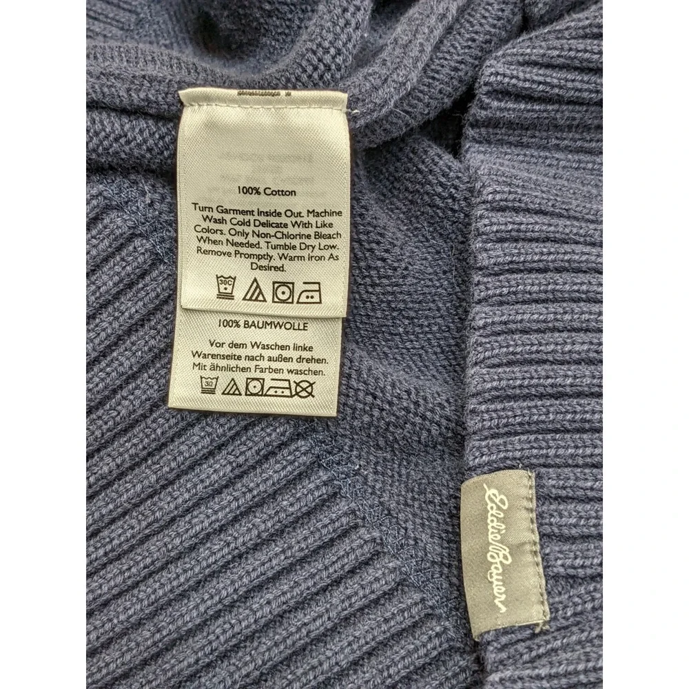 Eddie Bower Quarter‎ Zip Mock Neck Grandpa Core Sweater Navy Blue XLT Fisherman - Picture 10 of 15